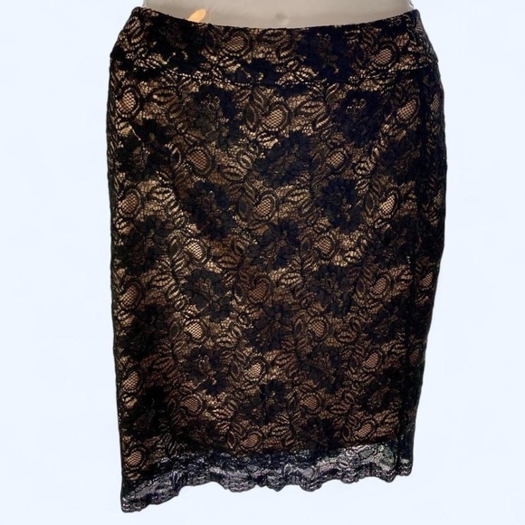 Banana Republic Black and cream lace midi 2 Pencil Skirt - Picture 1 of 3